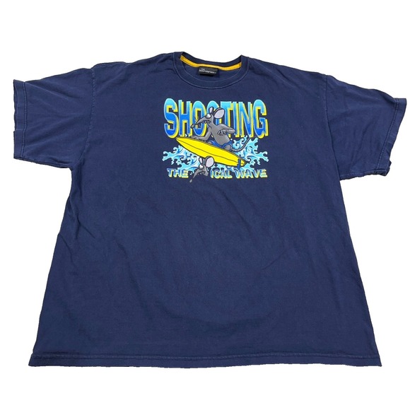 No Boundaries Other - Vintage Y2K No Boundaries Shirt Men XXL Blue Surfing Rat Mouse Radical Wave 00s